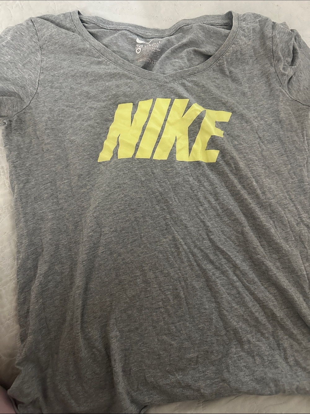Nike Gray Tee with Neon Yellow Logo